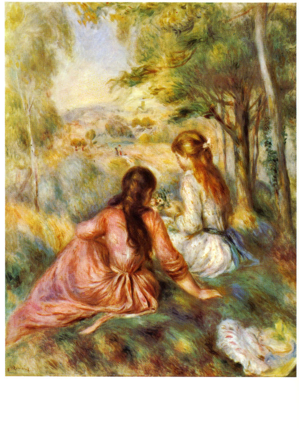 Deux jeunes filles dans un pré by Pierre Auguste Renoir - 4 X 6 Inches (10 Postcards)