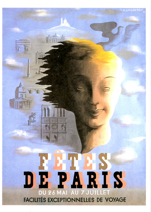 Fêtes de Paris by Cassandre - 4 X 6 Inches (10 Postcards)