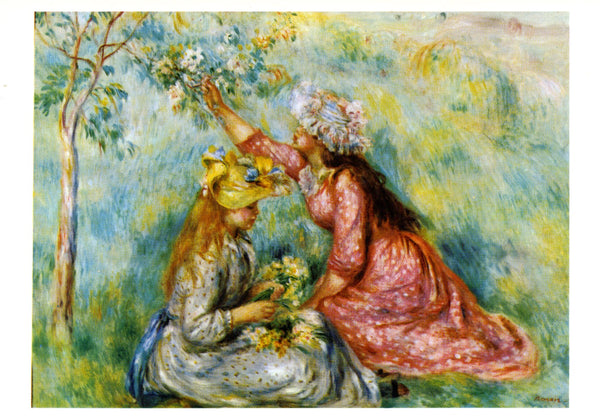 Jeunes filles cueillant des fleurs by Pierre Auguste Renoir - 4 X 6 Inches (10 Postcards)