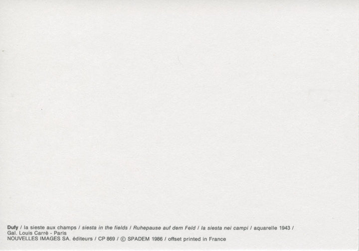La Sieste aux Champs by Raoul Dufy - 4 X 6 Inches (10 Postcards)