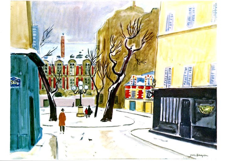 La place Furstenberg sous la neige by Yves Brayer - 4 X 6 Inches (10 Postcards)