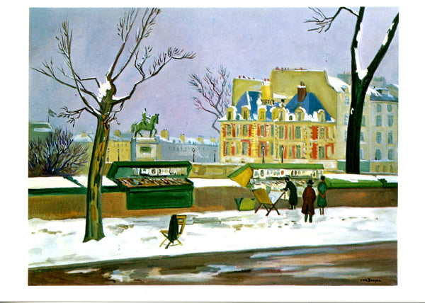 Le quai Conti sous la neige by Yves Brayer - 4 X 6 Inches (10 Postcards)