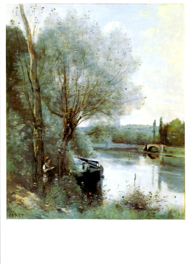 La Liseuse sur la rive boisée by Jean-Baptiste Camille Corot - 4 X 6 Inches (10 Postcards)