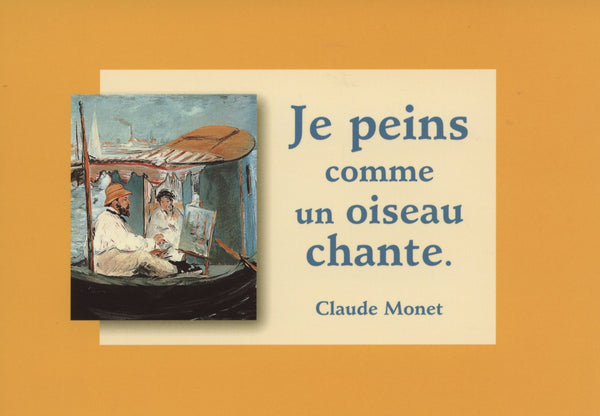 Monet sur son Bateau-Atelier Edouard Manet - 4 X 6 Inches (10 Postcards)