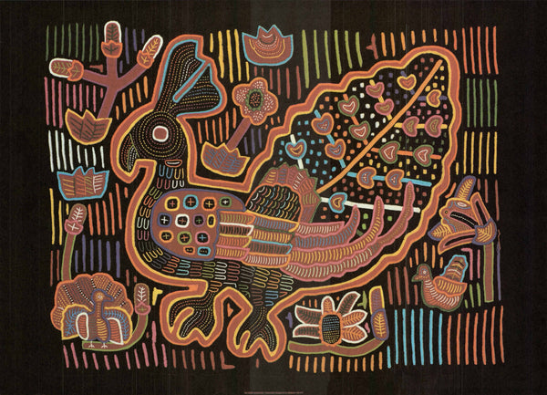 Art Latino-Américain - Mola des Indiens Kuna - 20 X 28 Inches (Offset Lithograph)