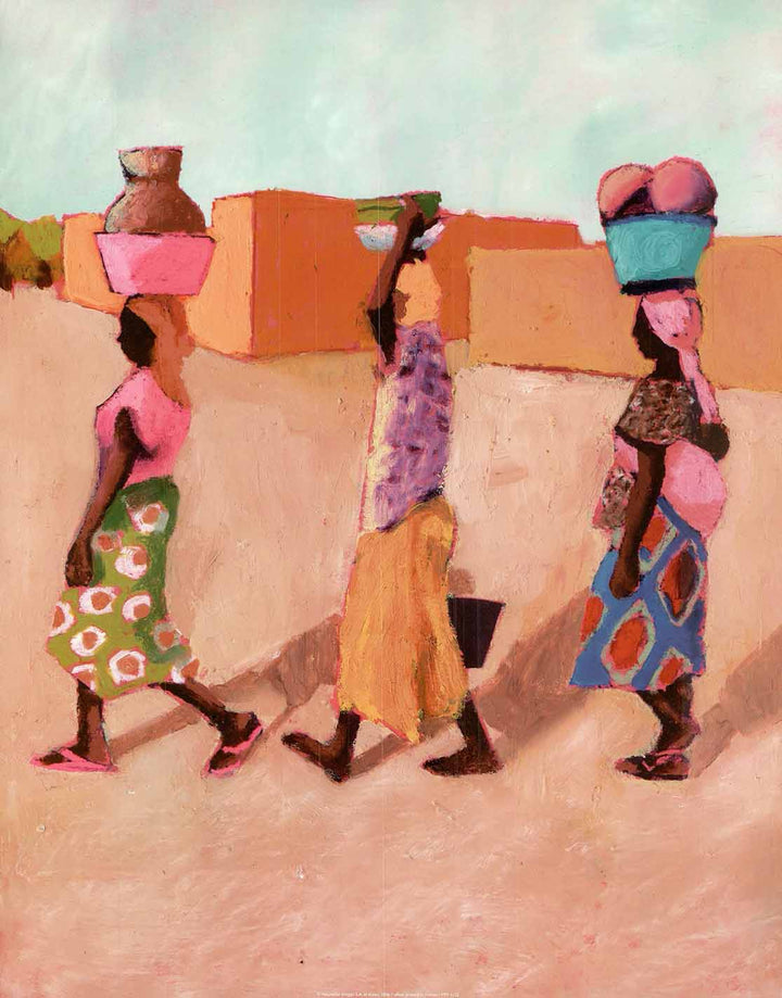 Three African Woman by Kalou - 16 X 20 Inches (Art Print)