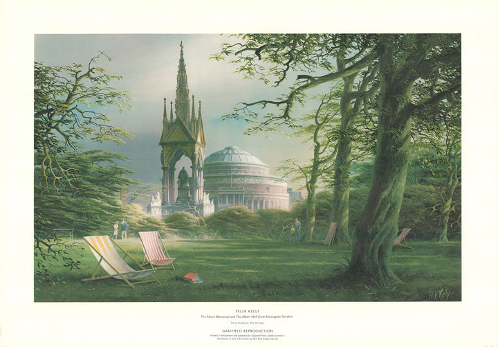 The Albert Memorial and the Albert Hall from Kensington Gardens by Felix Kelly - 17 X 24 Inches (Art Print)