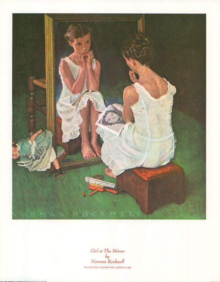 Girl at the Mirror by Norman Rockwell - 11 X 14 Inches (Art Print)