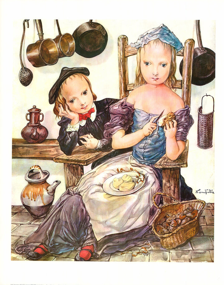 In the Kitchen by Tsugouharu Foujita - 23 X 29 Inches (Art Print)