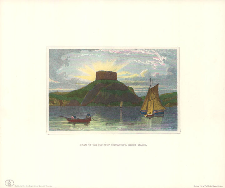 Ruins of the Old Fort, Connanicut, Rhode lsland by William Guy Wall - 10 X 12 Inches (Collotype)