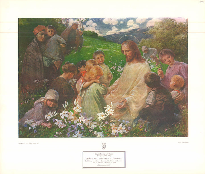 Christ and Little Children by Endre Komaromi-Kacz - 15 X 17 Inches (Art Print)