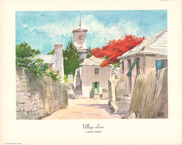 Village Lane by Adolph Treidler - 14 X 17 Inches (Art Print)