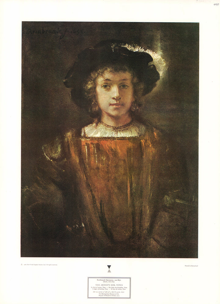 The Artists Son, Titus by Rembrandt - 13 X 18 Inches (Art Print)