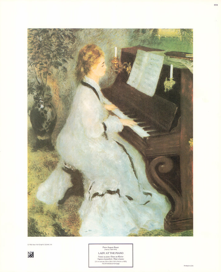 Lady at the Piano by Pierre Auguste Renoir - 15 X 18 Inches (Art Print)