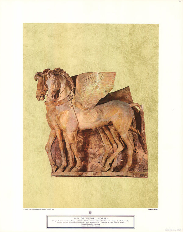 Pair of Winged Horses - 15 X 19 Inches (Art Print)