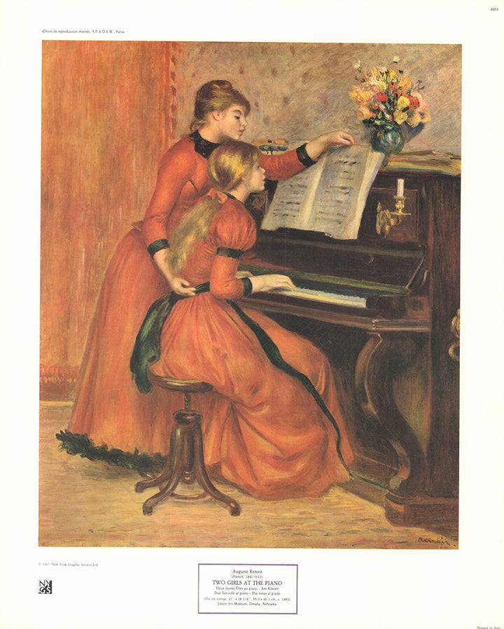 Two Girls at the Piano by Auguste Renoir - 15 X 18 Inches (Art Print)