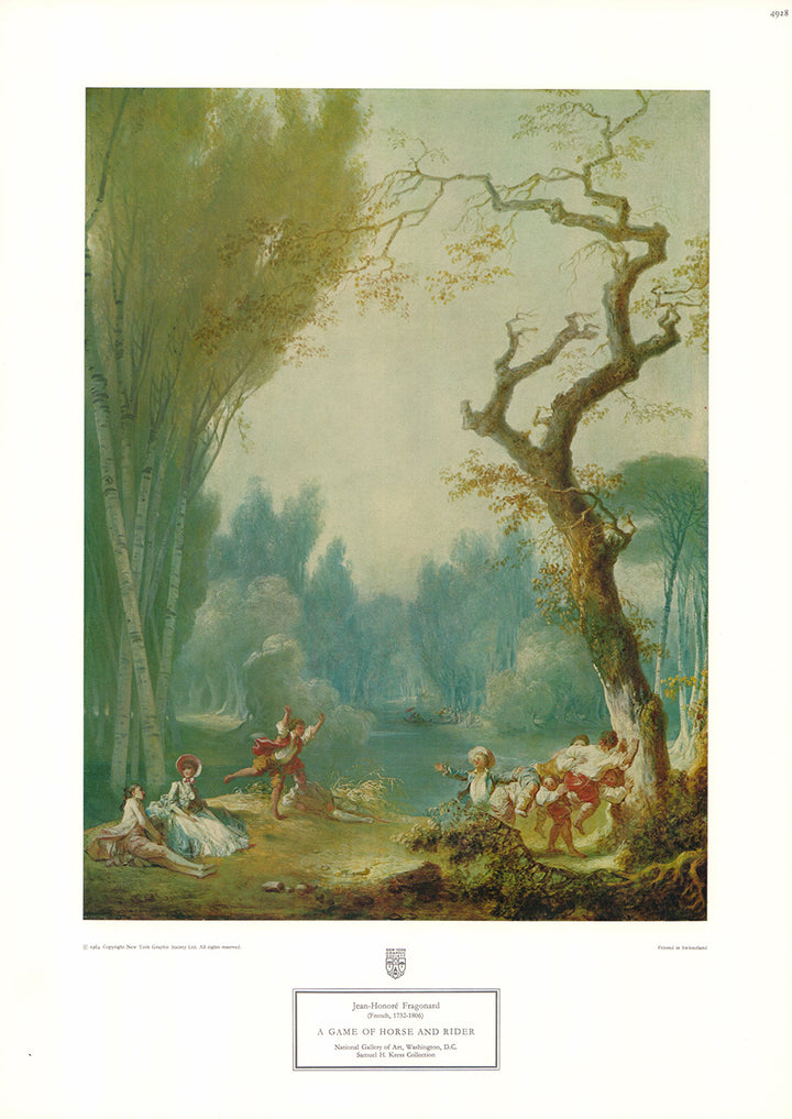 A Game of Horse and Rider by Jean Honore Fragonard - 14 X 19 Inches (Art Print)