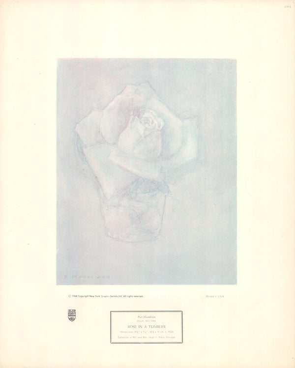 Rose in a Tumbler by Piet Mondrian - 13 X 16 Inches (Art Print)