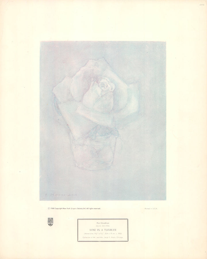 Rose in a Tumbler by Piet Mondrian - 13 X 16 Inches (Art Print)