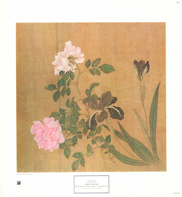 Roses and Iris by Yun Shou-ping - 20 X 22 Inches (Art Print)