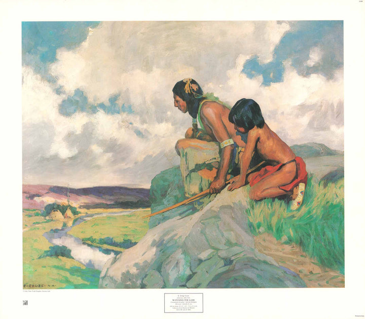 Watching for Game by E. Irving Couse- 27 X 31 Inches (Art Print)