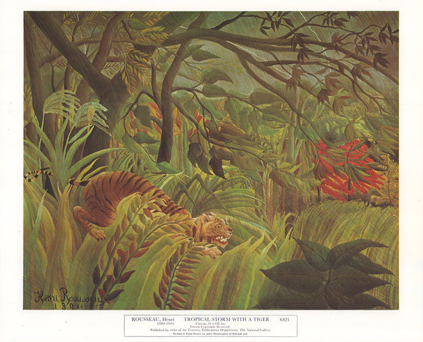 Tropical Storm with a Tiger by Henri Rousseau - 13 X 15 Inches (Art Print)