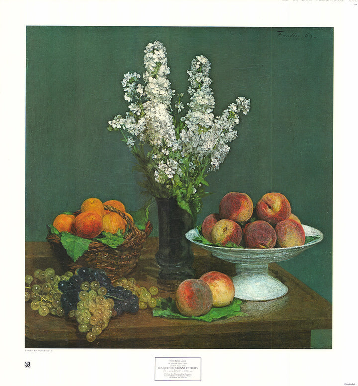 Bouquet de Juliennes et Fruits by Henri Fantin-Latour - 25 X 27 Inches (Art Print)
