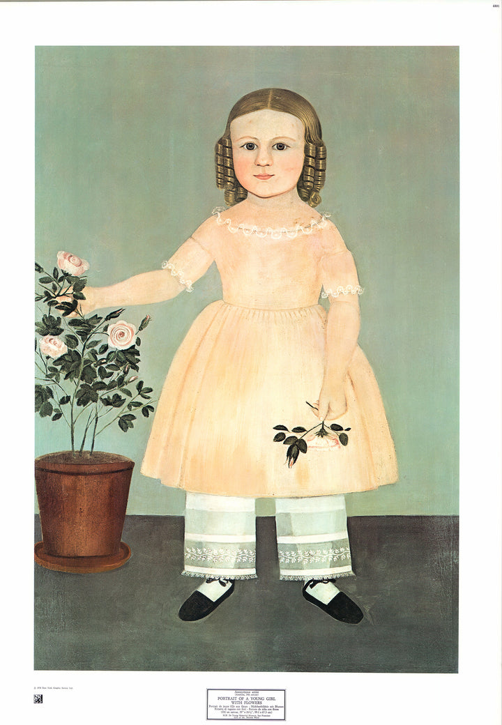 Portrait of a Young Girl with Flowers - 23 X 33 Inches (Art Print)