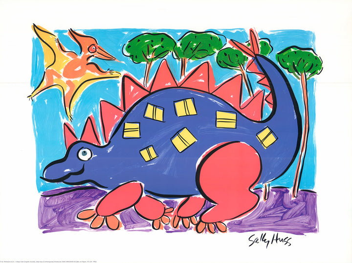 Blue Dinosaud by Sally Huss - 18 X 24 Inches (Art Print)