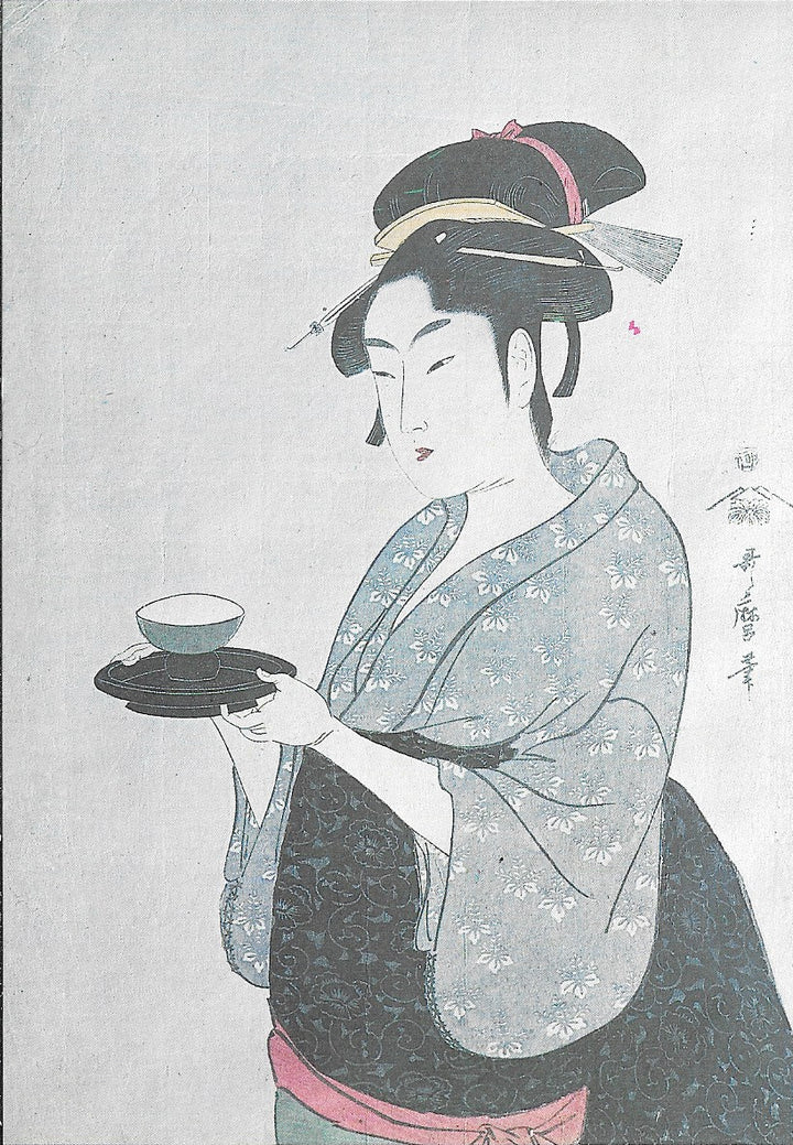 Okita avec une tasse de thé by Utamaro - 4 X 6 Inches (10 Postcards)