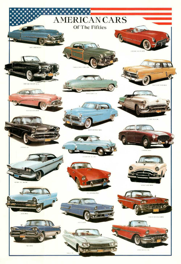 American Cars of the Fifities by Libero Patrignani - 27 X 39 Inches (Art Print)
