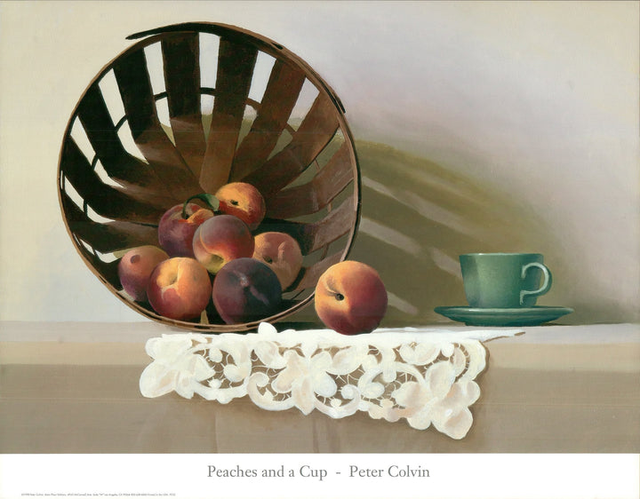Peaches and a Cup by Peter Colvin - 22 X 28 Inches (Art Print)
