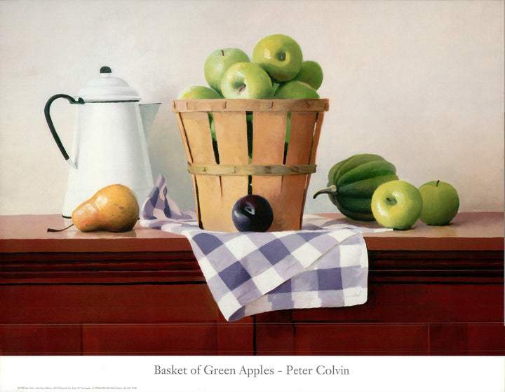Basket of Green Apples by Peter Colvin - 22 X 28 Inches (Art print)