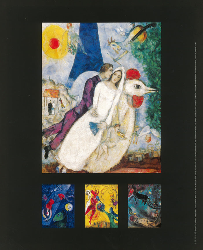 Les Maries de la Tour Eiffel, 1938 by Marc Chagall - 10 X 12 Inches (Art Print)