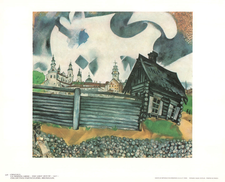 The Grey House, 1917 by Marc Chagall - 10 X 12 Inches (Art Print)