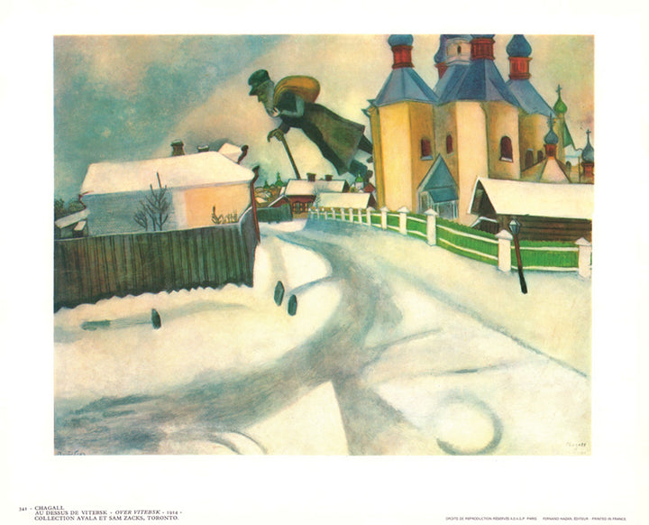 Over Vitebsk, 1914 by Marc Chagall - 10 X 12 Inches (Art Print)