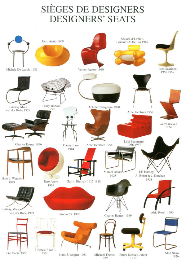 Designers' seats by Atelier Nouvelles Images - 4 X 6 Inches (10 Postcards / 10 Cartes Simples)