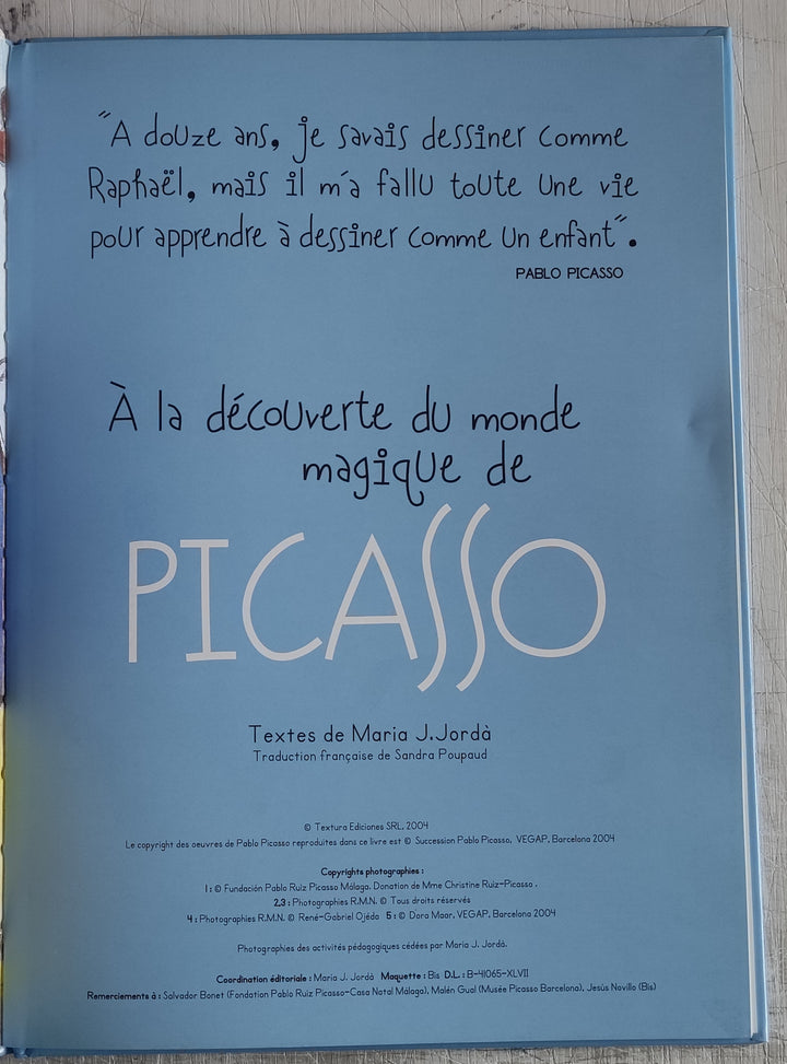 A la découverte du monde magique de Picasso by Maria J.Jordà (Vintage Hardcover Book 2004)