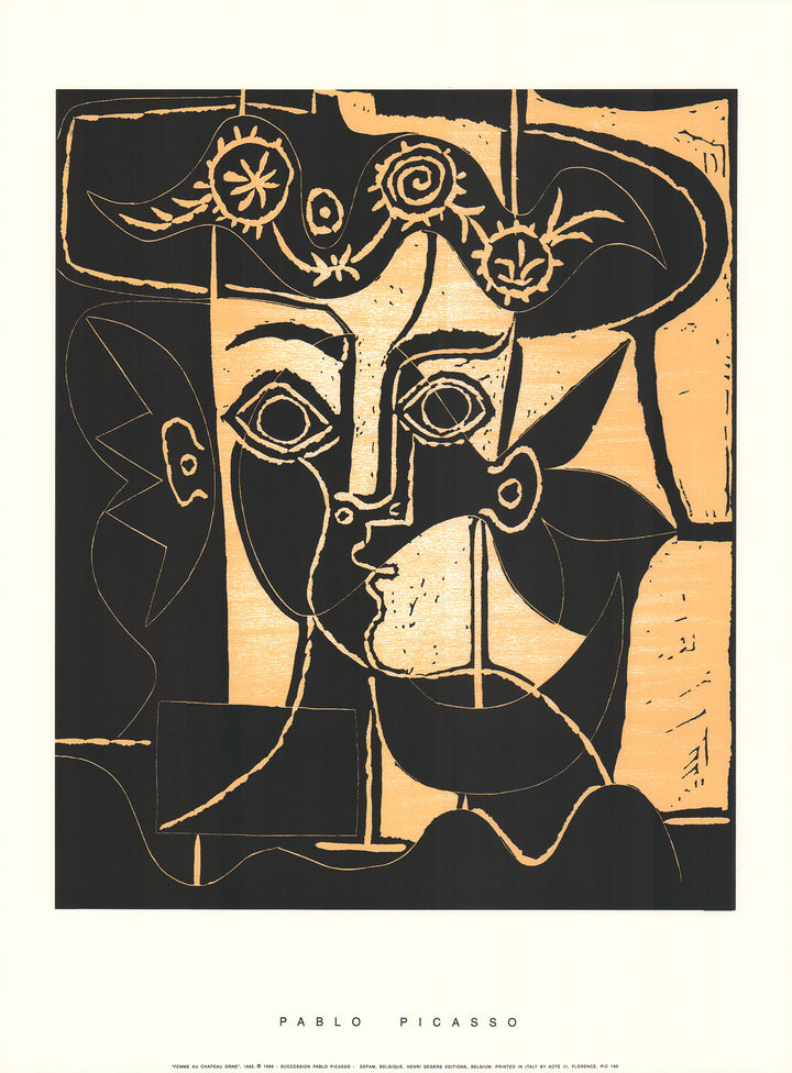 Femme au Chapeau Orné, 1962 by Pablo Picasso - 24 X 32 Inches (Silkscreen / Sérigraphie)