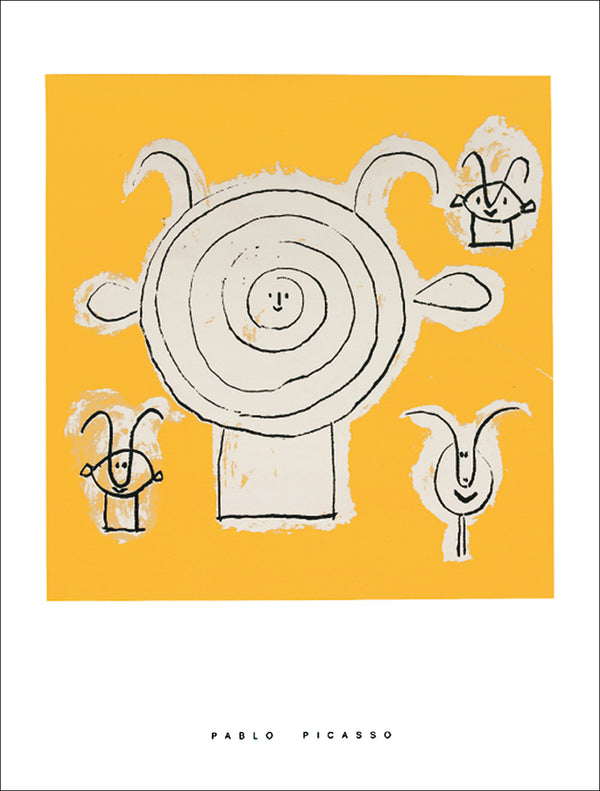 Tete de Faune en Grisaille avec Trois Figures, 1946 by Pablo Picasso - 24 X 32 Inches (Silkscreen / Sérigraphie)