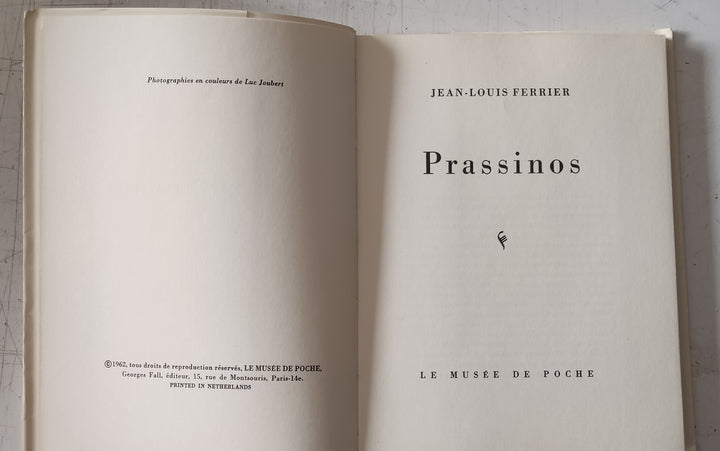 Prassinos by Jean-Louis Ferrier (Vintage Softcover Book 1962)