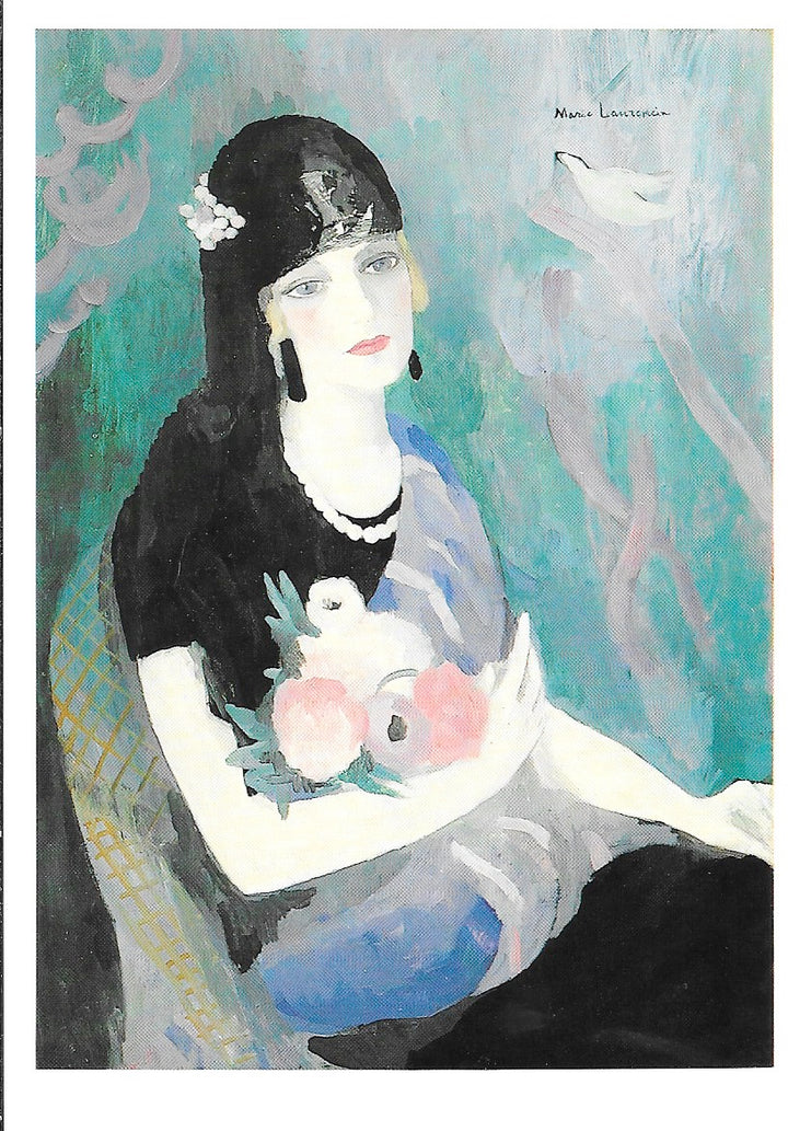 Portrait of a Baronesse Gourgaud in a Black Mantilla by Marie Laurencin - 4 X 6 Inches (10 Postcards)