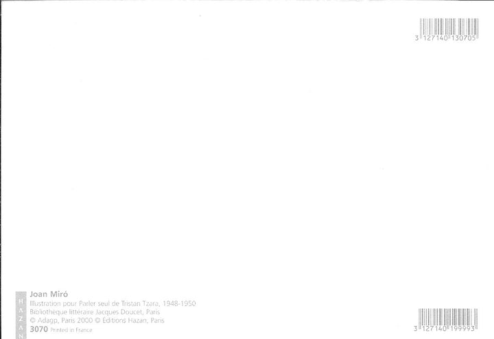 Pour Parler Seul de Tristan Tzara, 1950 by Joan Miro - 4 X 6 Inches (10 Postcards)