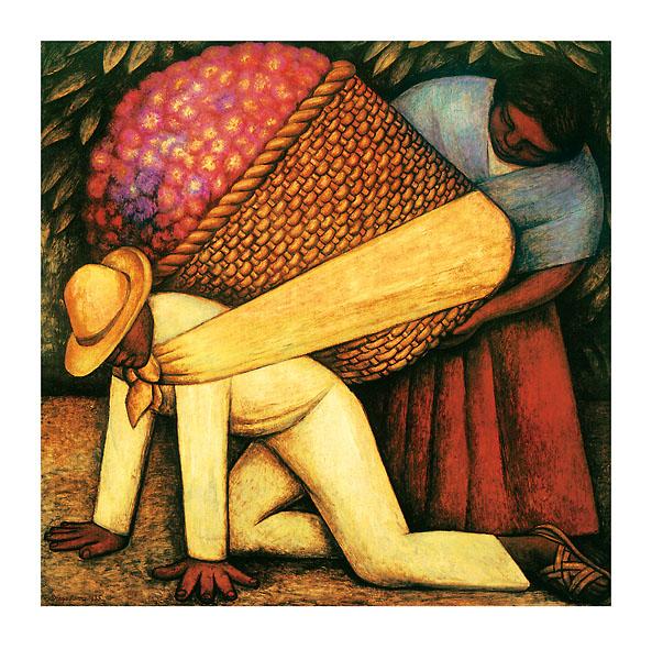 The Flower Carrier by Diego Rivera - 32 X 33 Inches (Art Print)
