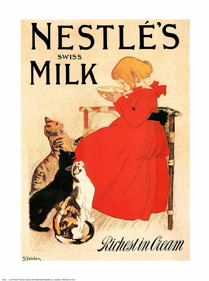 Nestle's Swiss Milk by Steinlen - 12 X 16 Inches (Art Print)