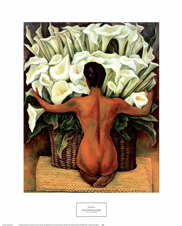 Nude with Calla Lilies, 1944 by Diego Rivera - 16 X 20 Inches (Art Print)