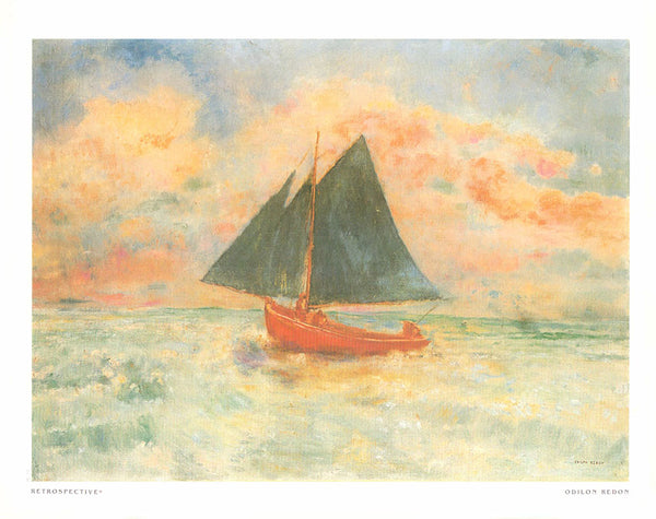 The Red Boat by Odilon Redon - 10 X 12 Inches - Fine Art Poster.