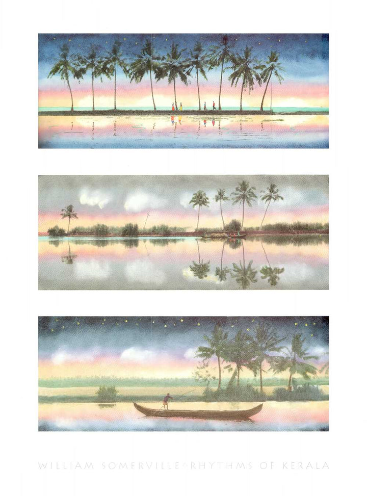 Rhythms of Kerala by William Somerville - 18 X 24 Inches (Triptych Art Print)