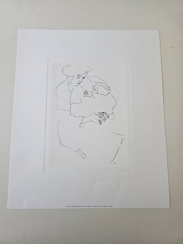 Mother with Child, 1910 by Egon Schiele - 20 X 24 Inches (Silkscreen / Sérigraphie)