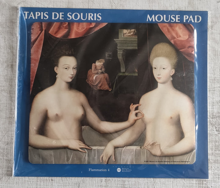 Gabrielle d'Estrées and one of her sisters by Ecole de Fontainebleau (Mouse Pad)